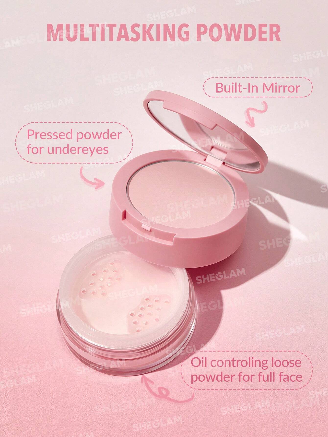 She Glam Insta-Ready Face & Under Eye Setting Powder Duo – Bubblegum