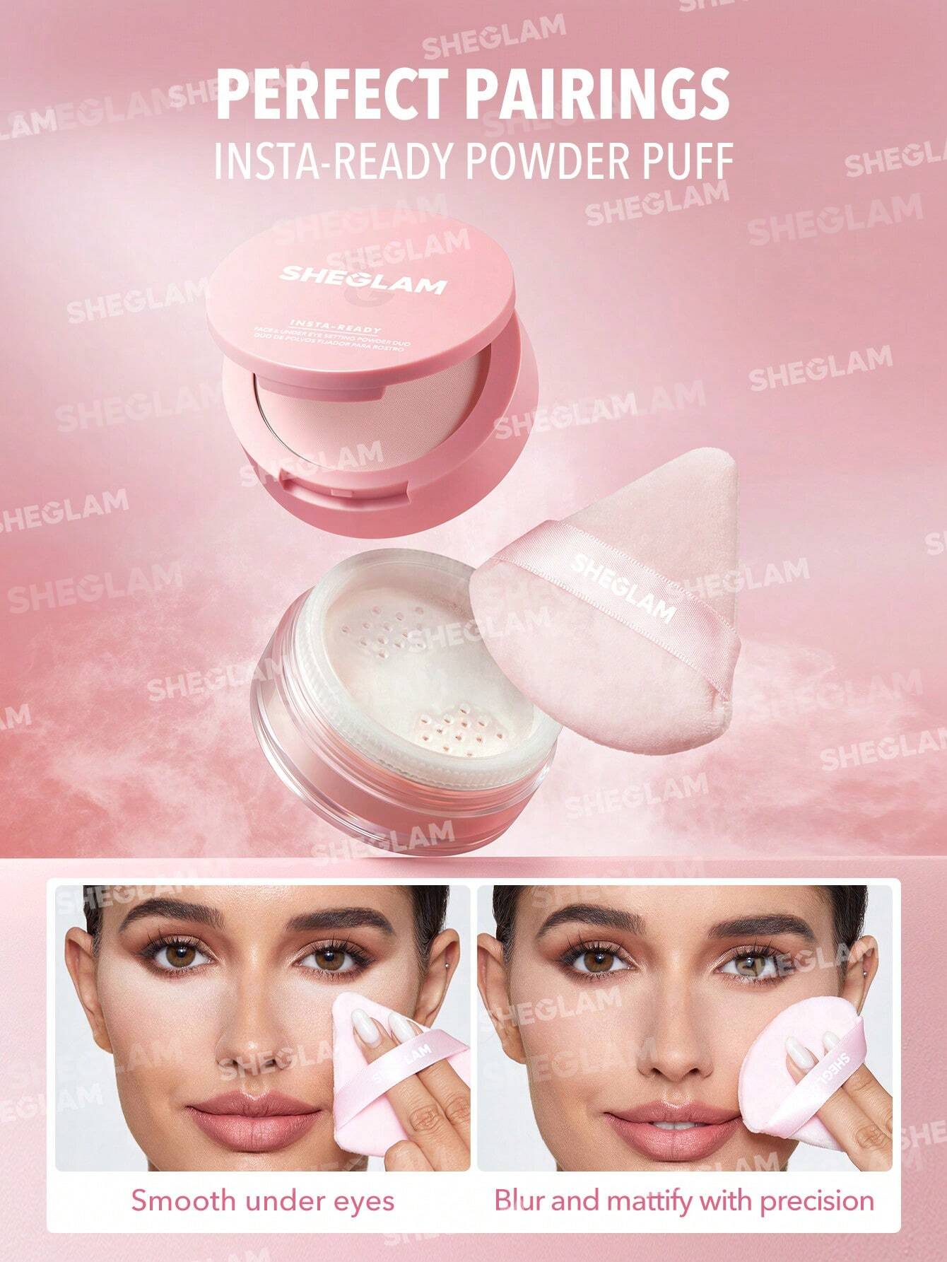 She Glam Insta-Ready Face & Under Eye Setting Powder Duo – Bubblegum