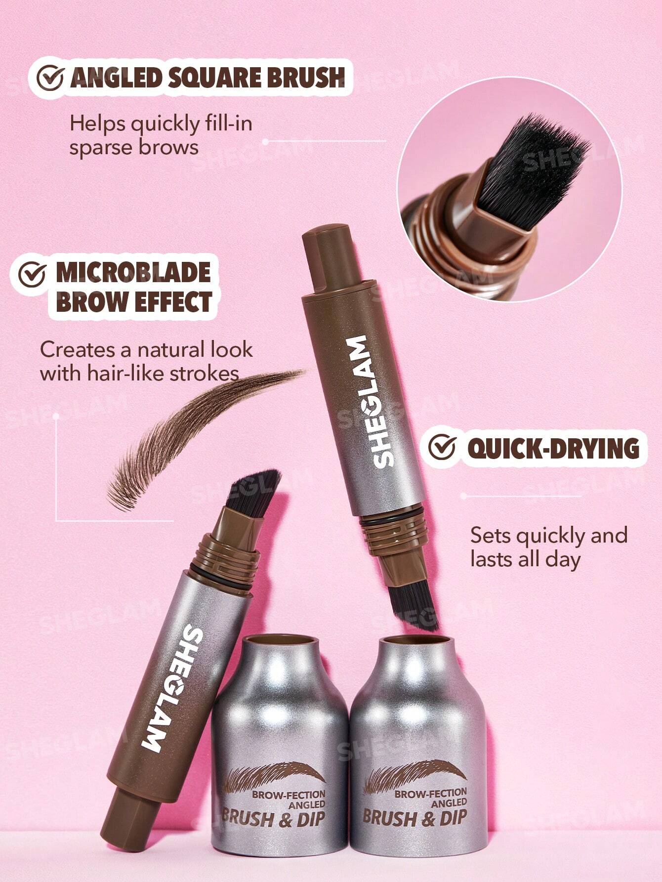 She Glam Brow-Fection Angled Brush & Dip – Chocolate